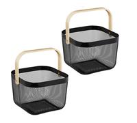 relaxdays Panier en fil métallique avec anse, lot de 2