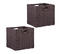 Relaxdays Panier Rangement, Lot de 2, Superbe Design, pour Vos vêtements, H x L x P : 31 x 32 x 30 cm, Marron