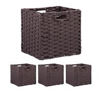 Relaxdays Panier Rangement, Lot de 4, Superbe Design, pour Vos vêtements, H x L x P : 31 x 32 x 30 cm, Marron