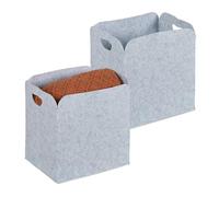 Relaxdays Panier Rangement, Organiseur pour Vos Objets, Lot de 2, en Feutre, H x L x P : 30 x 30 x 23 cm, Gris Clair