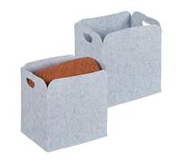 Relaxdays Panier Rangement, Organiseur pour Vos Objets, Lot de 2, en Feutre, H x L x P : 36 x 36 x 27 cm, Gris Clair