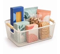 Relaxdays Panier rectangulaire avec poignées bois