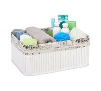 Relaxdays, panier, revêtement en tissu , bambou, rectangulaire, panier salle de bain 16,5x38x28,5 cm, choix de couleurs
