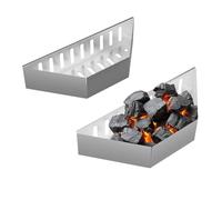 Relaxdays Paniers à Charbon Barbecue, 2 pièces, HLP: 7,5x38x12 cm, Barquette Cuisson directe & indirecte, Acier, argenté