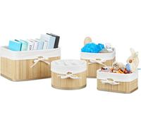 relaxdays Paniers de rangement, set de 4, en bambou