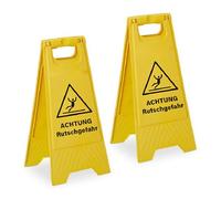 Relaxdays Panneau d'avertissement Sol Glissant Pliable Double Face 59x29x23 cm Plastique Jaune