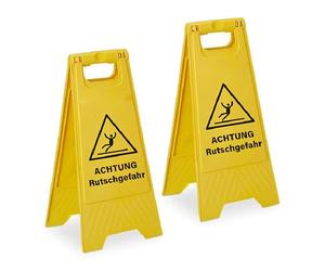 Relaxdays Panneau d'avertissement Sol Glissant Pliable Double Face 59x29x23 cm Plastique Jaune