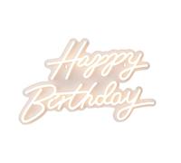 Relaxdays Panneau LED Happy Birthday, décoration Lumineuse à Suspendre, câble USB, Blanc Chaud, 28×40 cm