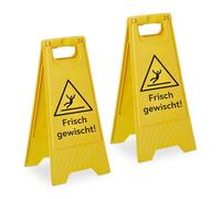 Relaxdays Panneau Pliable « Sol mouillé » Lot de 2, Recto-Verso, Plastique Jaune, 59 x 29 x 23 cm