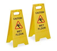 Relaxdays Panneau signalisation Sol Glissant, Lot de 2, Pliable, Information sur Chaque côté, Plastique, Jaune