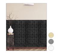 relaxdays 10026763_1063 Jeu de 5 panneaux muraux autocollants, aspect pierre décoratif,en 3D, Mousse douce PE,78x70 cm,noir, 78 x 70 x,7 cm