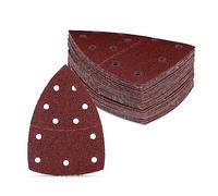 Relaxdays Papier abrasif pour la Ponceuse, 50 papiers, Grain 40, 80, 120, 180, 11 Trous, 105x152 mm, Marron