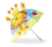 Relaxdays Parapluie pour enfants motif lion effet 3D fille garçon forme cloche, coloré