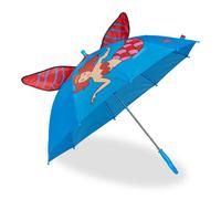 Relaxdays Parapluie Enfant, Motif sirène 3D, Protection Anti-Pluie, diamètre 78 cm, poignée Canne, Bleu/Rouge