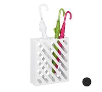 Relaxdays Parapluie XL, Porte-Cannes rectangulaire, Acier, Portable, 48 x 40 x 15 cm, Blanc, Weiß
