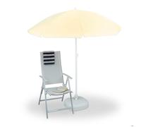 Relaxdays Parasol, Ø 180 cm, hauteur réglable, inclinable, rond, polyester, acier, jardin, balcon, plage, jaune clair