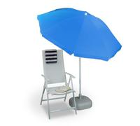 Relaxdays Parasol, Ø 180 cm, hauteur réglable, inclinable, rond, polyester, acier, jardin, balcon, terrasse, plage, bleu
