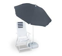 Relaxdays Parasol, Ø 180 cm, hauteur réglable, inclinable, rond, polyester, acier, jardin, balcon, terrasse, plage, gris