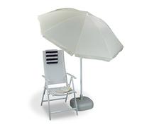 Relaxdays Parasol, Ø 180 cm, hauteur réglable, inclinable, rond, polyester, acier, jardin, balcon, plage, jaune clair