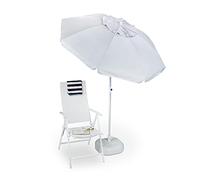 Relaxdays Parasol 200 x 200 cm, UV 50+, Toile en polyester inclinable jardin balcon terrasse, gris