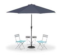 Relaxdays Parasol, 300 cm de diamètre, Pliable, avec manivelle et Housse, Jardins, balcons, terrasses, Gris Anthracite