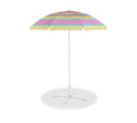 Relaxdays Parasol De Plage Rayé, 2 M, Parasol De Jardin, Protection Solaire, Extensible Multicolore