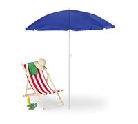Relaxdays Parasol, diamètre 160 cm, inclinable, Hauteur réglable, Protection UV, Sac de Transport, Plage & Balcon, Bleu