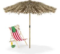 Relaxdays Parasol Style Hawaii, Sapin, Feuilles Palmier, HxØ: 250x238 cm, fabriqué Main, résiste aux intempéries, Nature