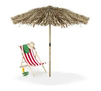Relaxdays Parasol Style Hawaii, Sapin, Feuilles Palmier, HxØ: 250x238 cm, fabriqué Main, résiste aux intempéries, Nature