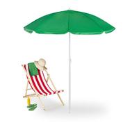 Relaxdays Parasol, diamètre 160 cm, inclinable, Hauteur réglable, Protection UV, Sac de Transport, Plage & Balcon, Vert
