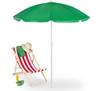 Relaxdays Parasol, diamètre 160 cm, inclinable, Hauteur réglable, Protection UV, Sac de Transport, Plage & Balcon, Vert