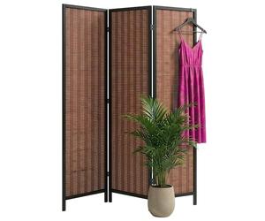 Relaxdays Paravent 3 Panneaux, Pliant, H x L : 170 x 120 cm, Marron