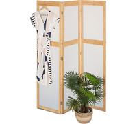 Relaxdays Paravent à 3 Volets, Pliable, Plastique et Bambou, H x L : 168 x 135,5 cm, pour intérieur, Nature & Blanc