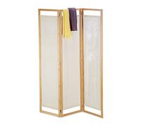 Relaxdays Paravent, 3, séparateur de pièce Pliable, Brise-Vue, en Bambou et Tissu, HxLxP 170x120x1,5 cm, Naturel, Polyester, Coton, 1 élément