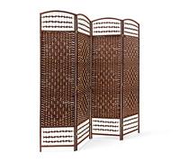 Relaxdays Paravent 4 panneaux bambou pliable protège de la lumière séparateur pièce pliant cloison mur HLP 179 x 180 x 2 cm, marron