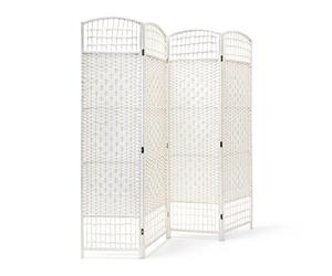 Relaxdays Paravent 4 panneaux bambou pliable protège de la lumière séparateur pièce pliant cloison mur HLP 179 x 180 x 2 cm, blanc