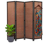 Relaxdays Paravent 4 Panneaux, Pliable, H x L : 170 x 160 cm, Marron