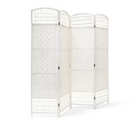 Relaxdays Paravent 4 panneaux bambou pliable protège de la lumière séparateur pièce pliant cloison mur HLP 179 x 180 x 2 cm, blanc