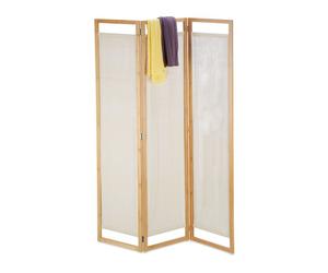 Relaxdays Paravent en bambou et tissu 3 pans