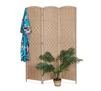 Relaxdays Paravent intérieur 3 Parties, séparation Pliable en Bois et Corde, 170 x 120 cm, varias Couleurs
