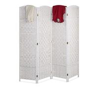 Relaxdays Paravent intérieur, 4 Parties, HxL 170 x 160 cm, séparateur Pliable, Bois & Corde Papier, Brise-Vue, Blanc