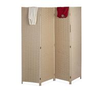 Relaxdays Paravent intérieur, 4 Parties, HxL 180 x 180 cm, séparateur Pliable, Moderne, Plastique, Brise-Vue, Beige