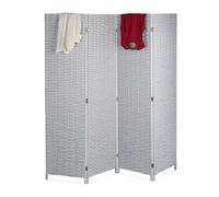 Relaxdays Paravent intérieur, 4 Parties, HxL 180 x 180 cm, séparateur Pliable, Moderne, Plastique, Brise-Vue, Blanc-Gris