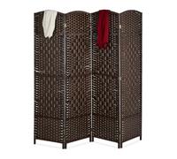 Relaxdays Paravent intérieur, 4 Parties, HxL 170 x 160 cm, séparateur Pliable, Bois & Corde Papier, Brise-Vue, Brun