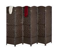 Relaxdays Paravent intérieur, 6 Parties, HxL 170 x 240 cm, séparateur Pliable, Bois & Corde Papier, Brise-Vue, Brun