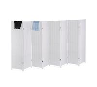 Relaxdays Paravent intérieur, 8 parties, HxL 170 x 320 cm, séparateur pliable, bois & corde papier, brise-vue, blanc