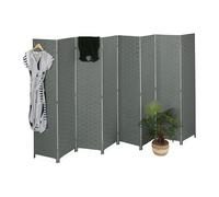 Relaxdays Paravent intérieur Pliable 8 Parties, Bois et Corde, 170x320 cm, Coloris variés