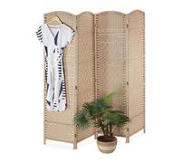 Relaxdays Paravent à 4 volets, pliable, brise-vue opaque, H x L : 180 x 180 cm, pour votre intérieur, nature