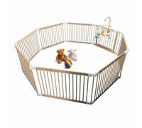 Relaxdays Parc pour bébé Flexible avec Porte en Bois de pin, sécurisé, 61 x 84,5 cm