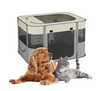 Relaxdays Parc Pliable pour Le Chiot, H x L x P : 43 x 71 x 55 cm, pour l'intérieur ou l'extérieur, Multicolore